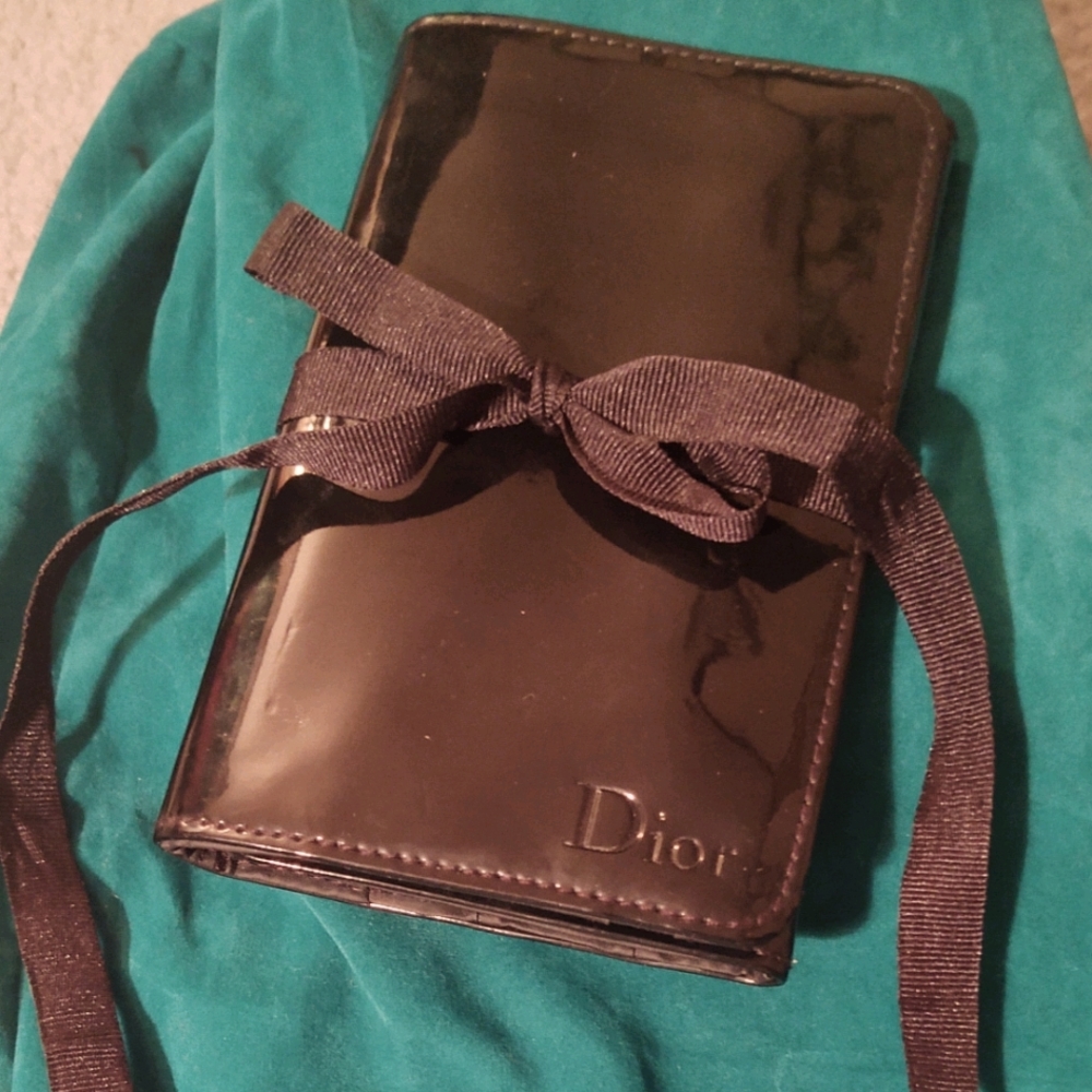 Dior Black Patent Cosmetic Pouch with Ribbon Tie